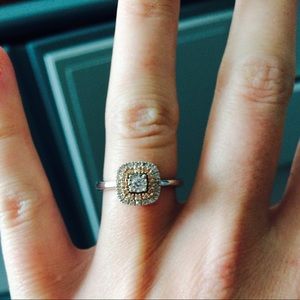 Square Rose Gold Silver Ring